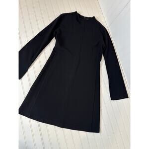 Theory Black Mini Dress High Neck Long Sleeve Shift Career Workwear Size 4